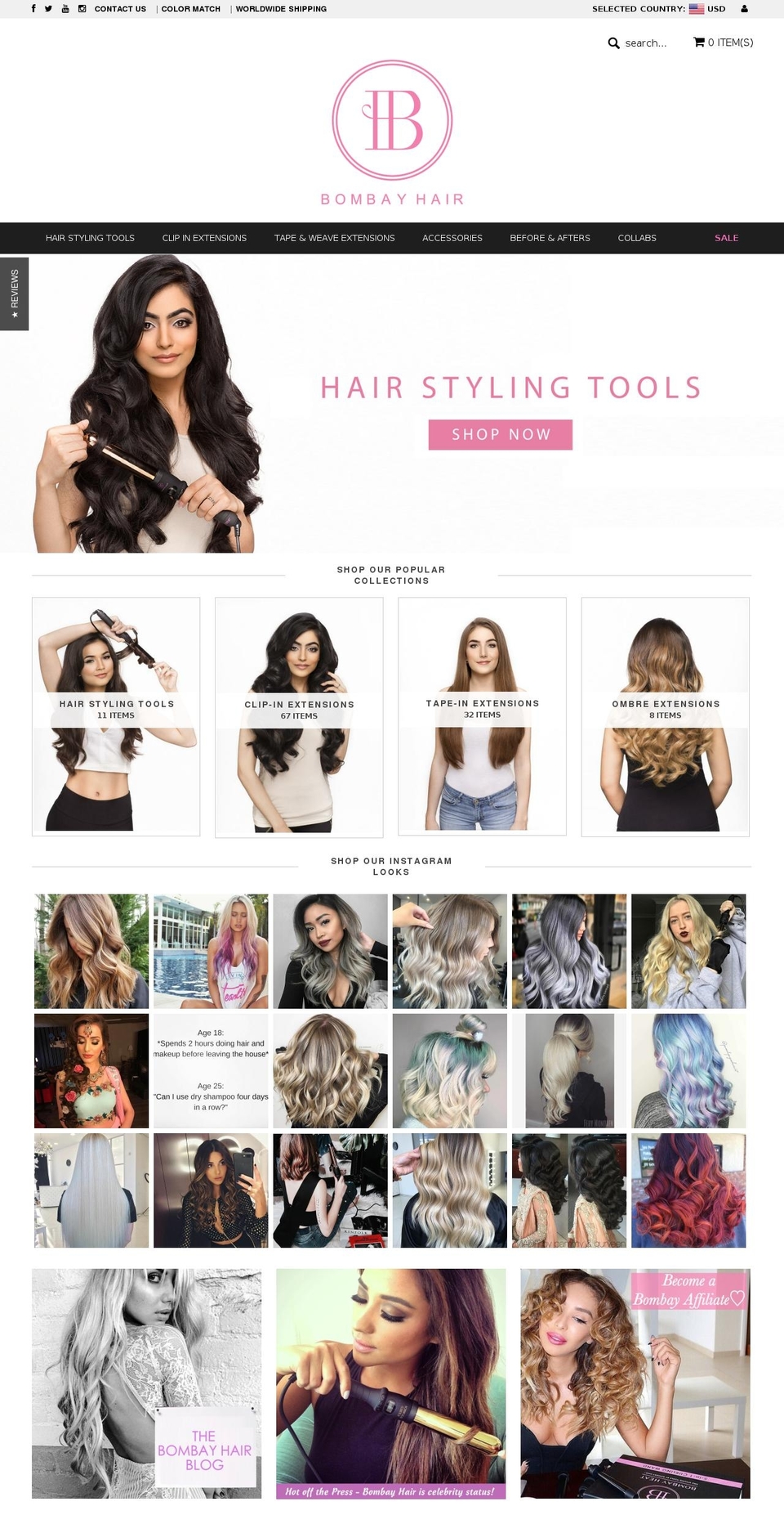 bombayhair.com shopify website screenshot