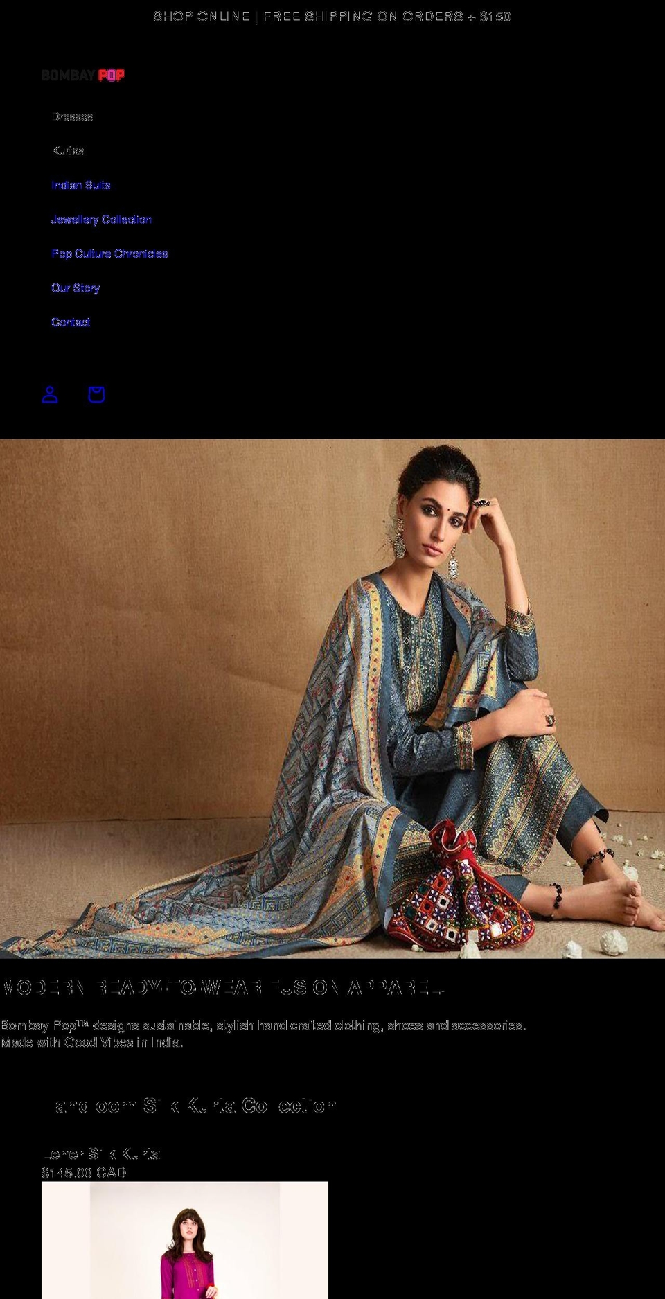 bombaypop.com shopify website screenshot