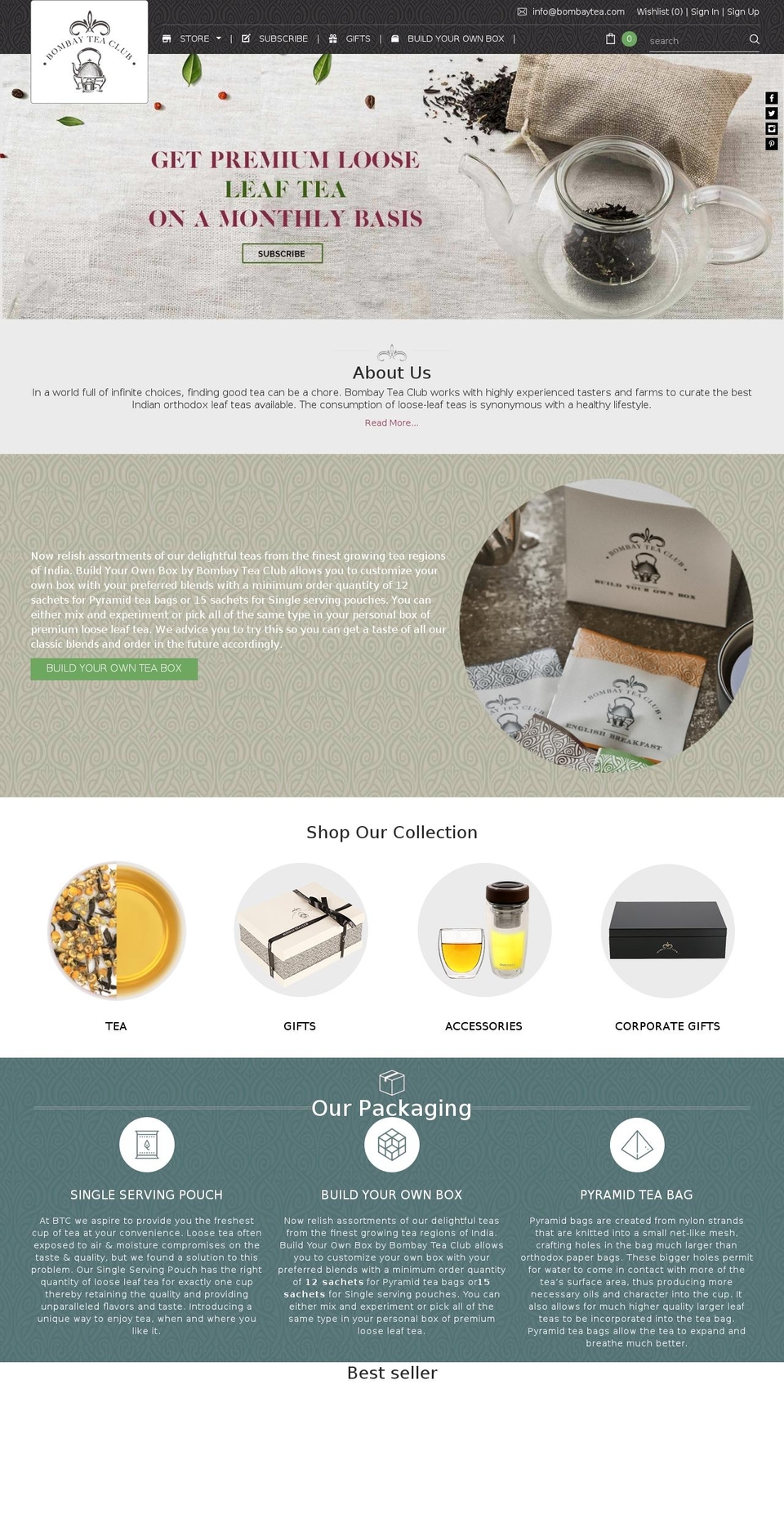 bombayteaclub.com shopify website screenshot