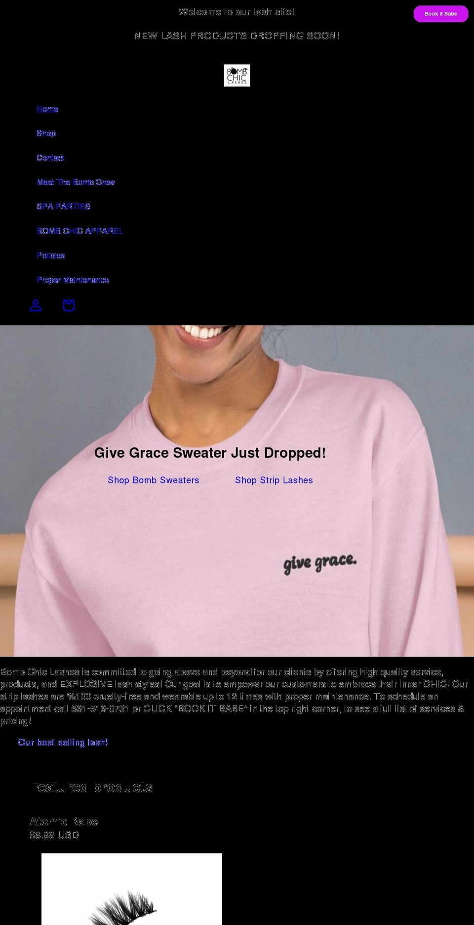 bombchiclashes.com — Shopify storefront screenshot