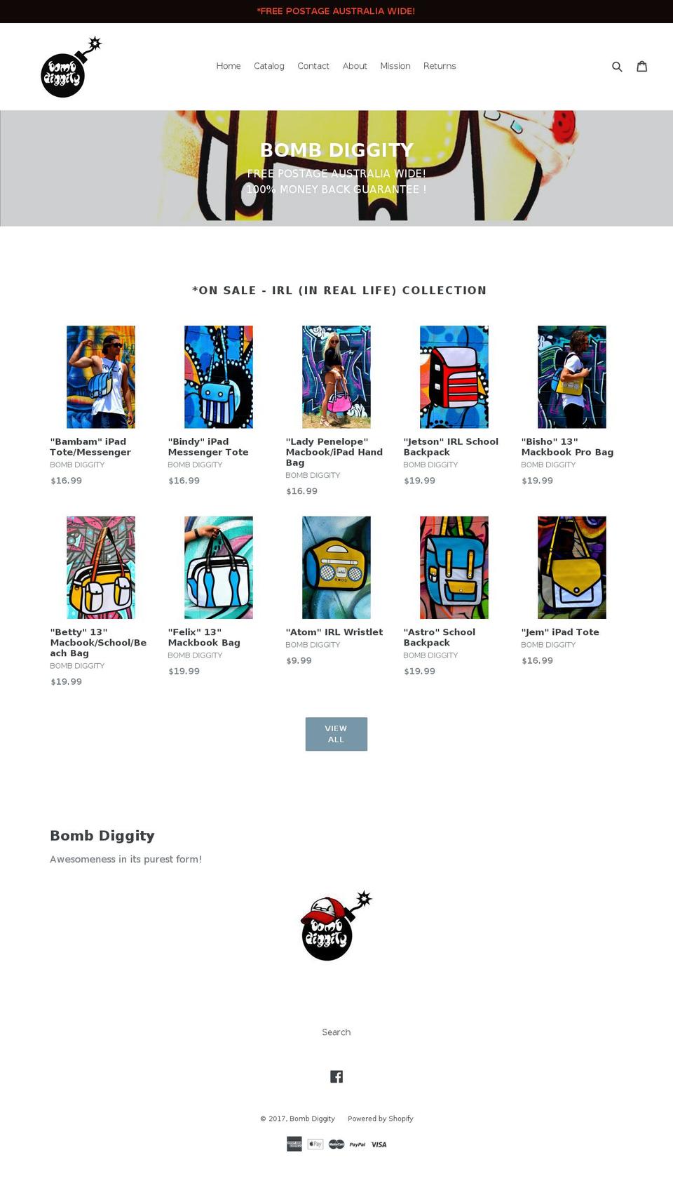 bombdiggity.com.au shopify website screenshot