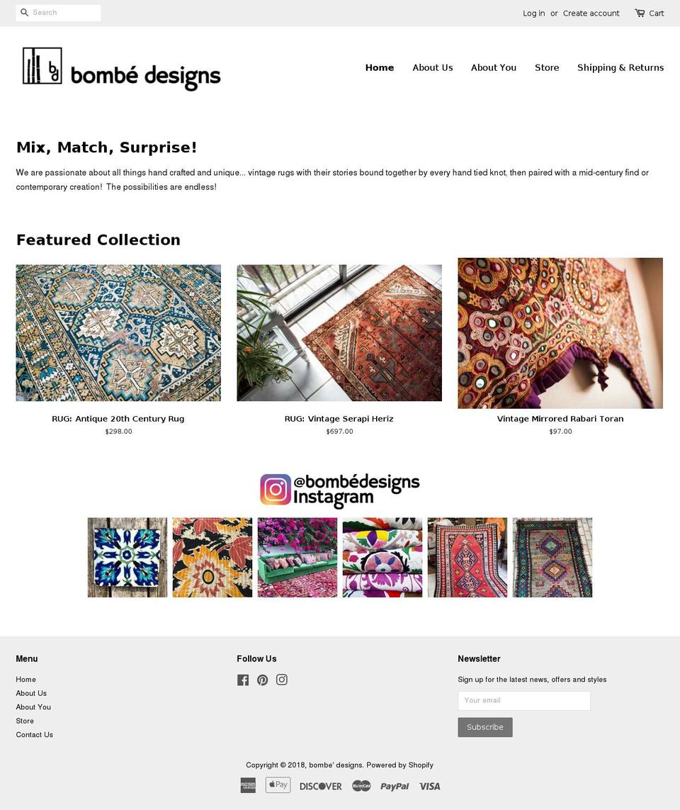 bombedesigns.com — Shopify storefront screenshot