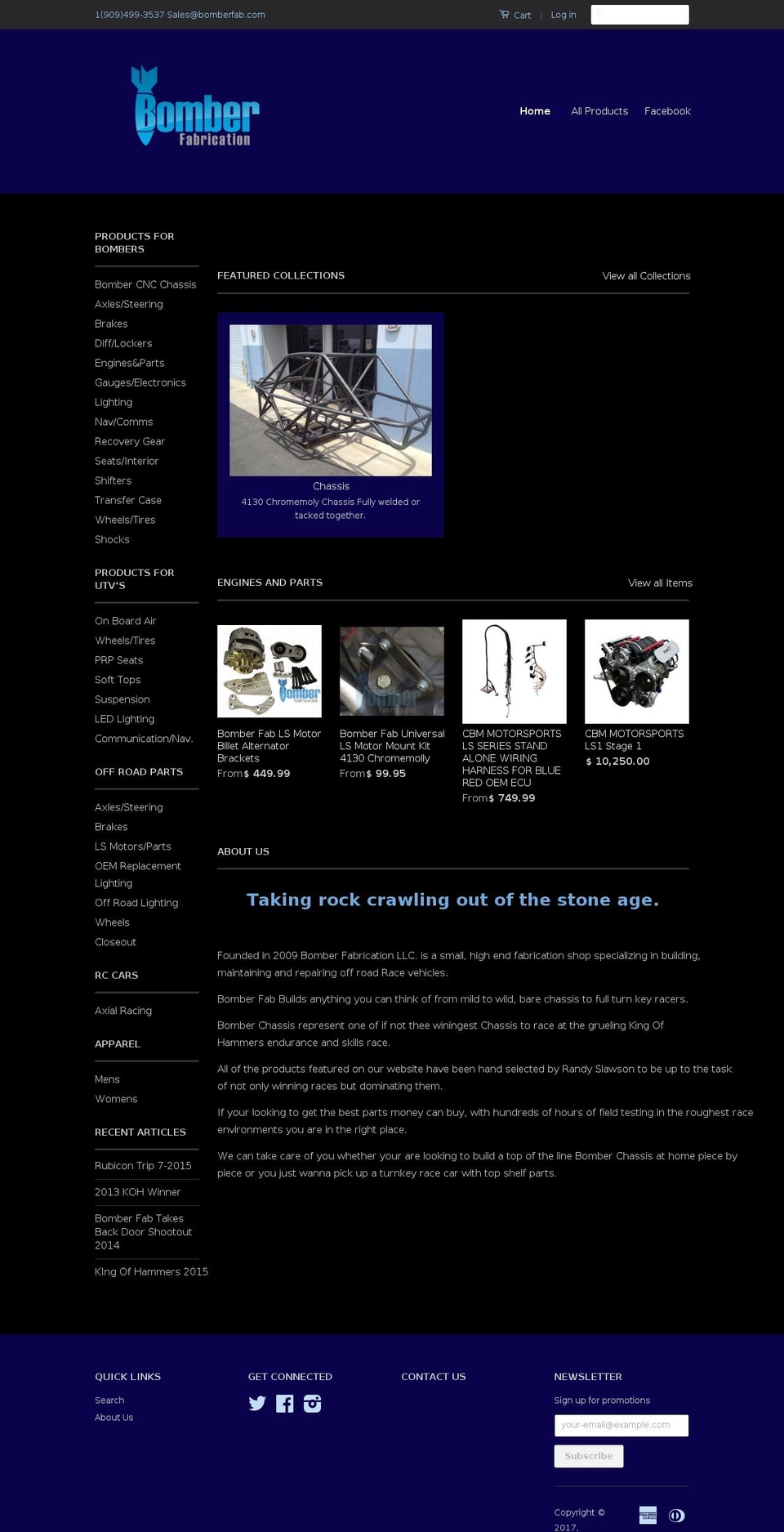 bomberfabrication.com shopify website screenshot
