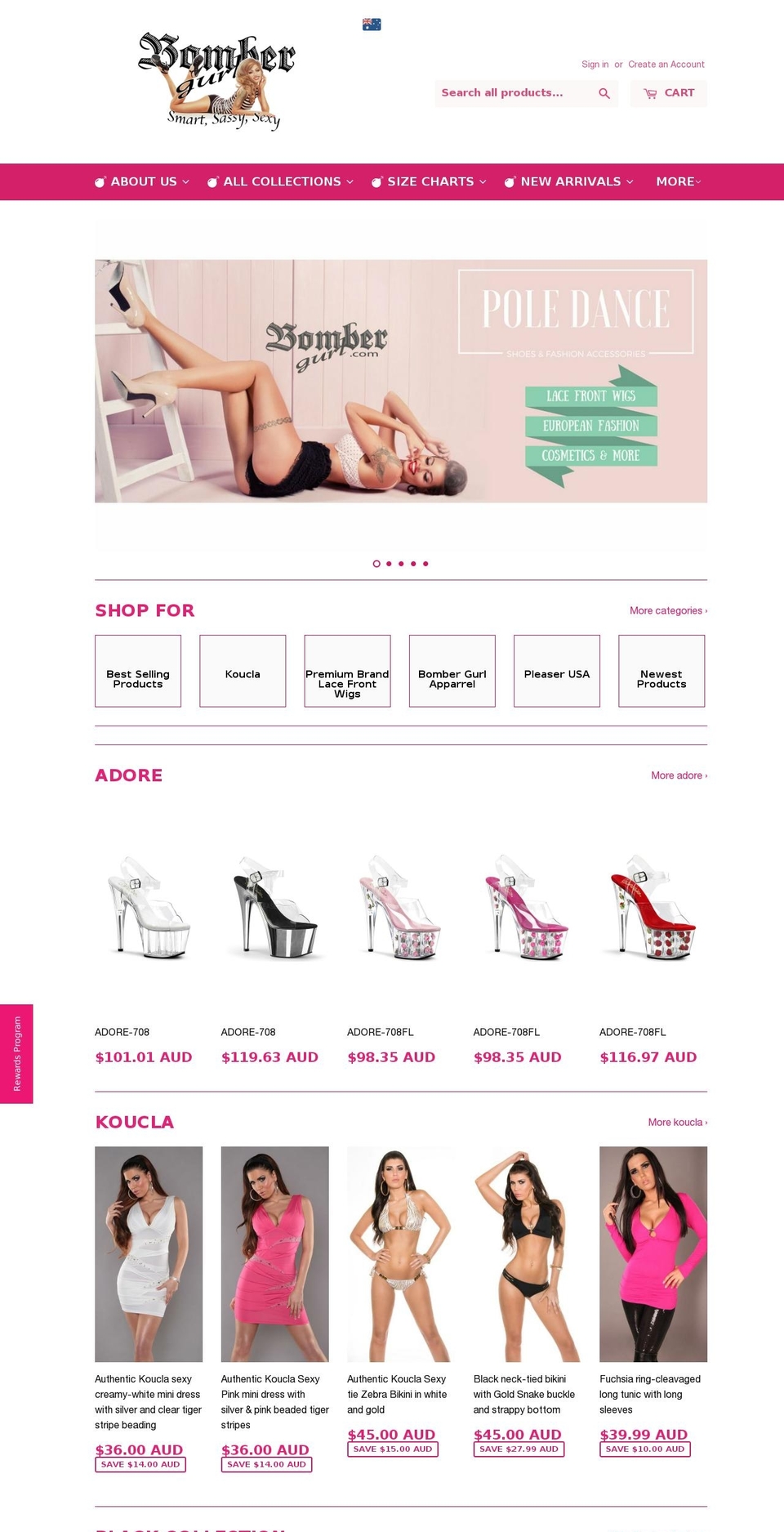 bombergurl.com shopify website screenshot