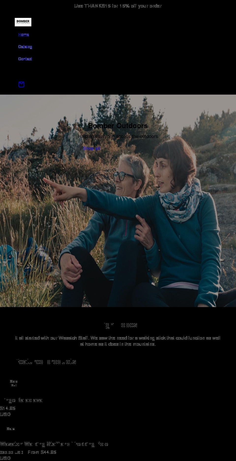 bomberoutdoor.com shopify website screenshot