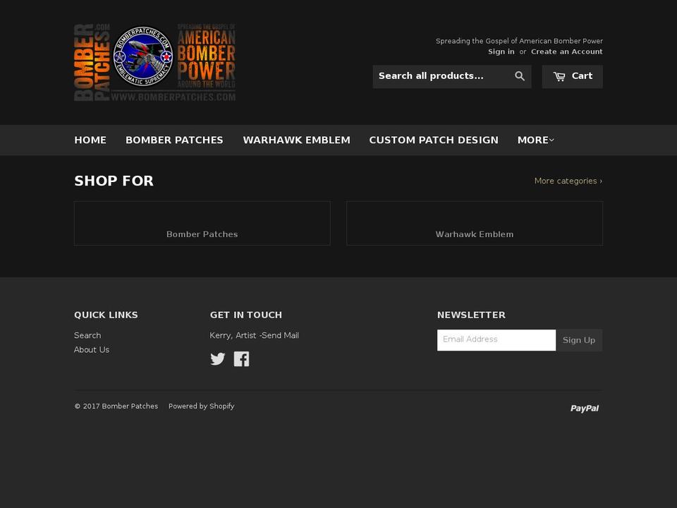 bomberpatches.com shopify website screenshot