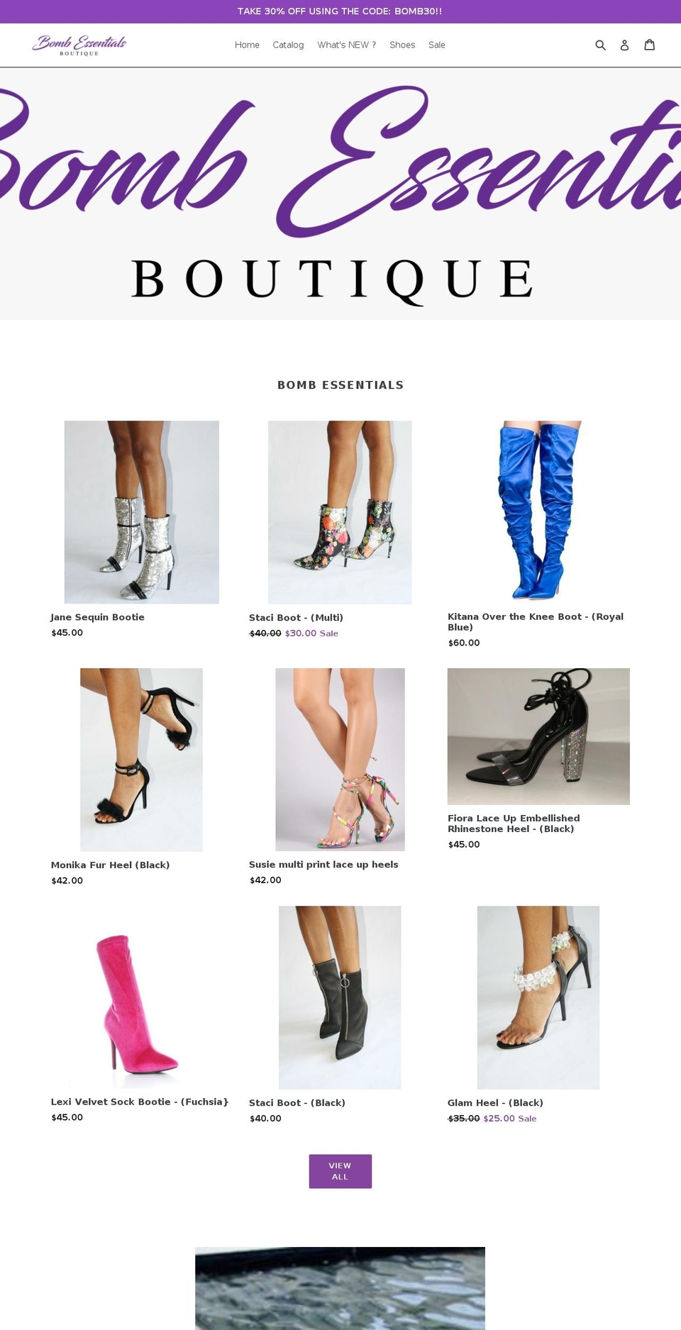 bombessentials.com — Shopify storefront screenshot