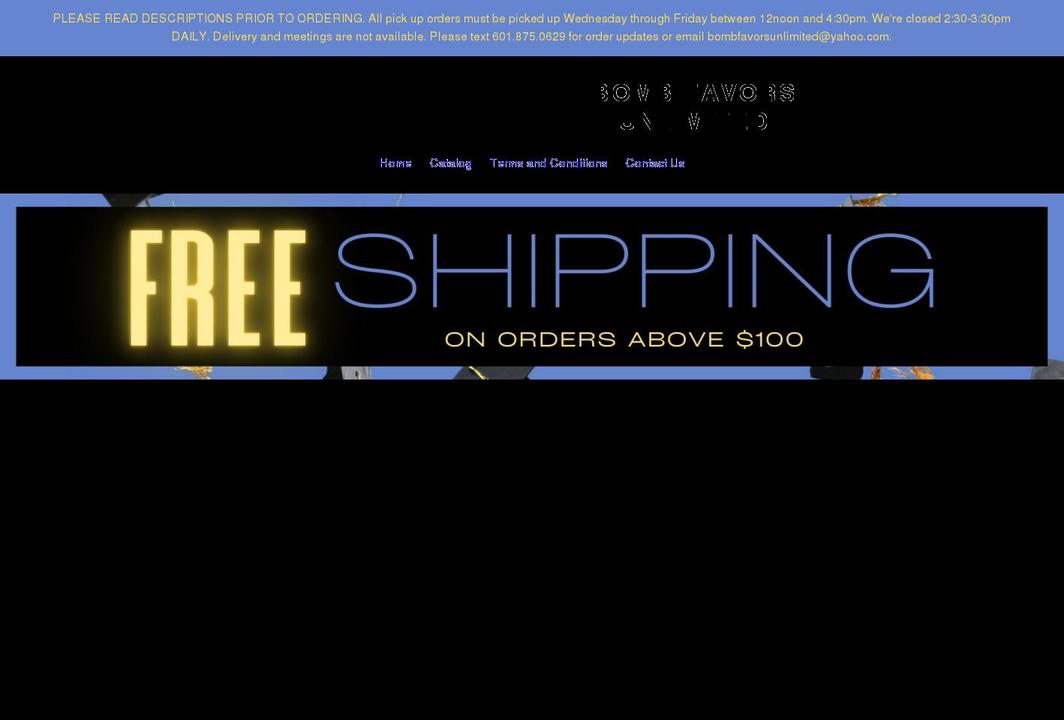 bombfavorsunlimited.com shopify website screenshot