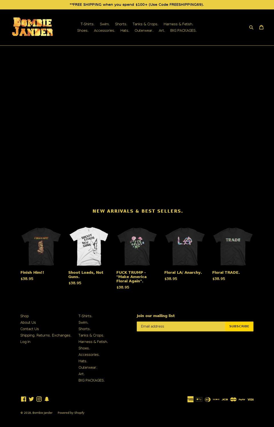bombiejander.com shopify website screenshot
