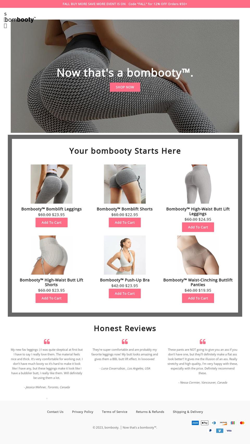 bombooty.ca shopify website screenshot
