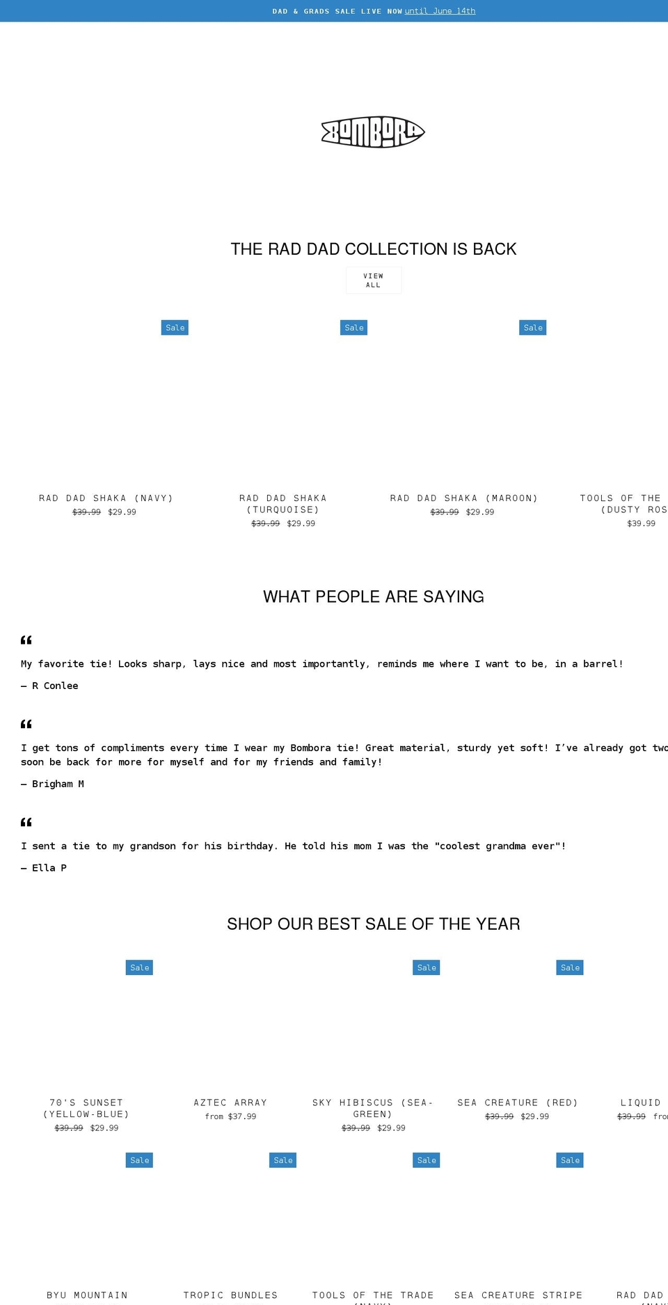 bomboraties.com shopify website screenshot