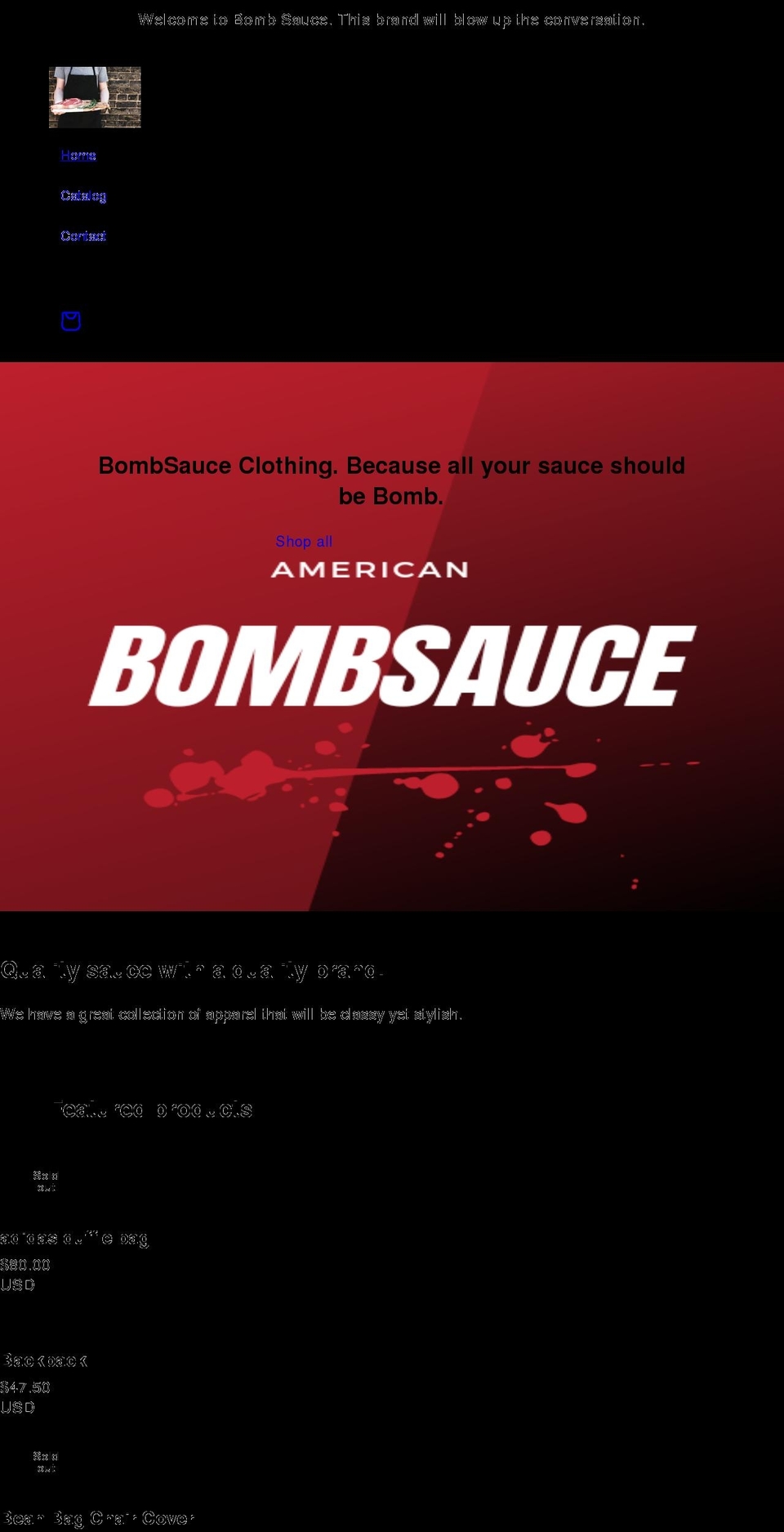 bombsauce.org shopify website screenshot