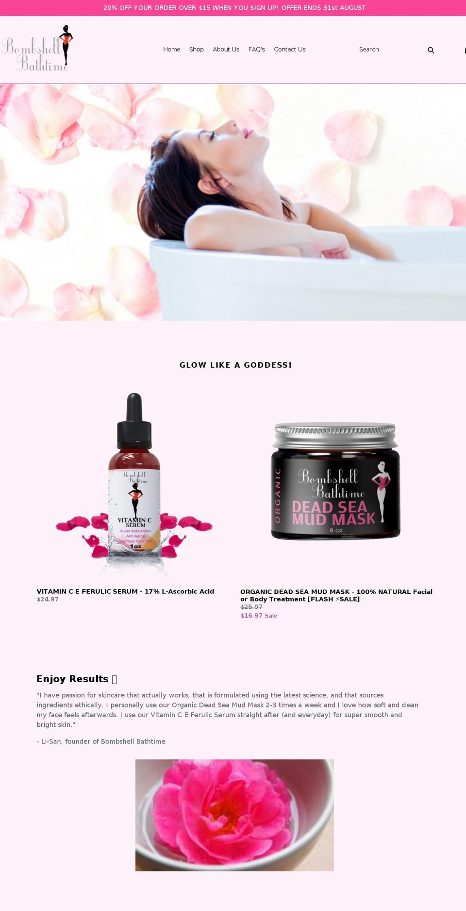 bombshellbathtime.com — Shopify storefront screenshot