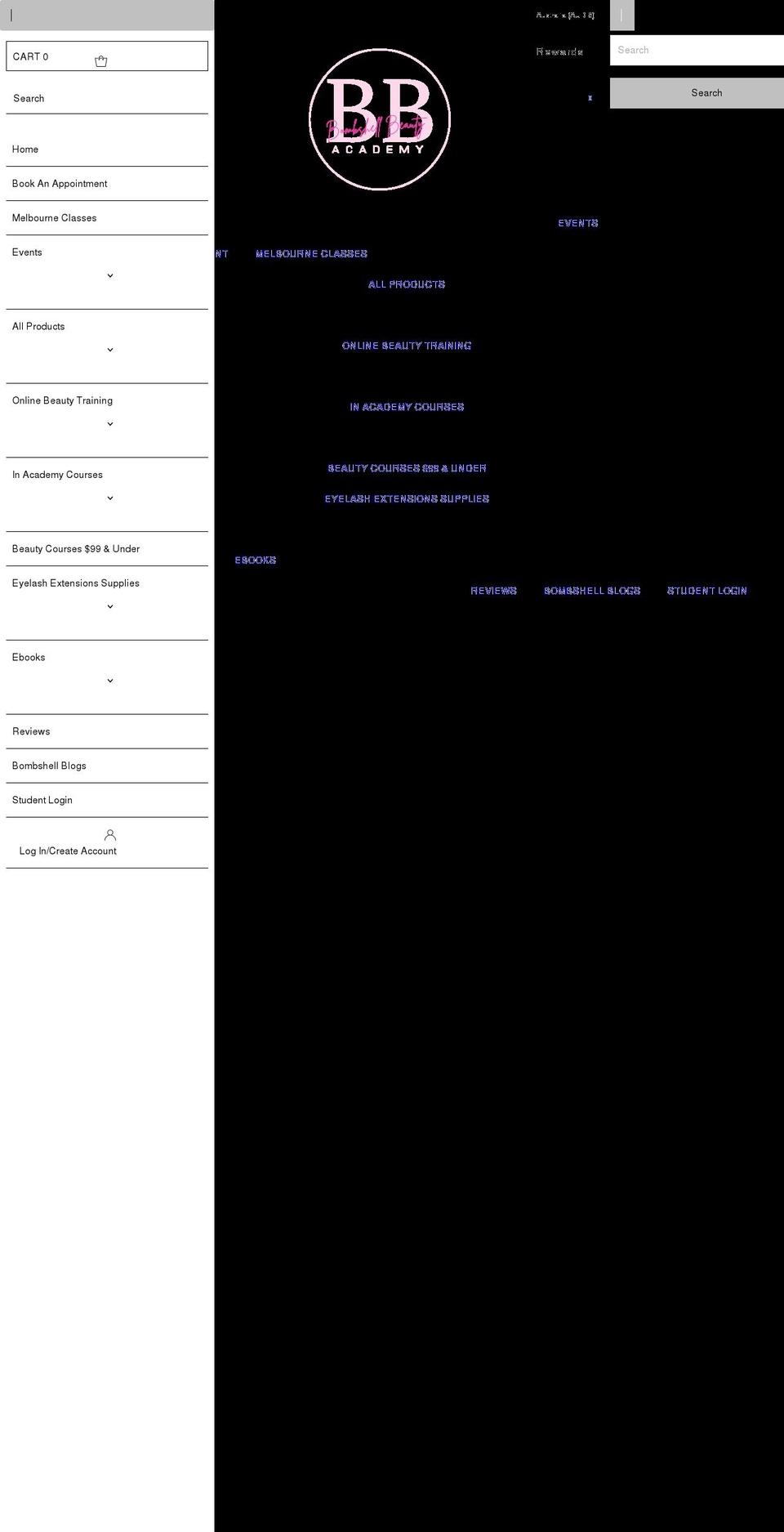 bombshellbeautycoursesonline.com.au shopify website screenshot