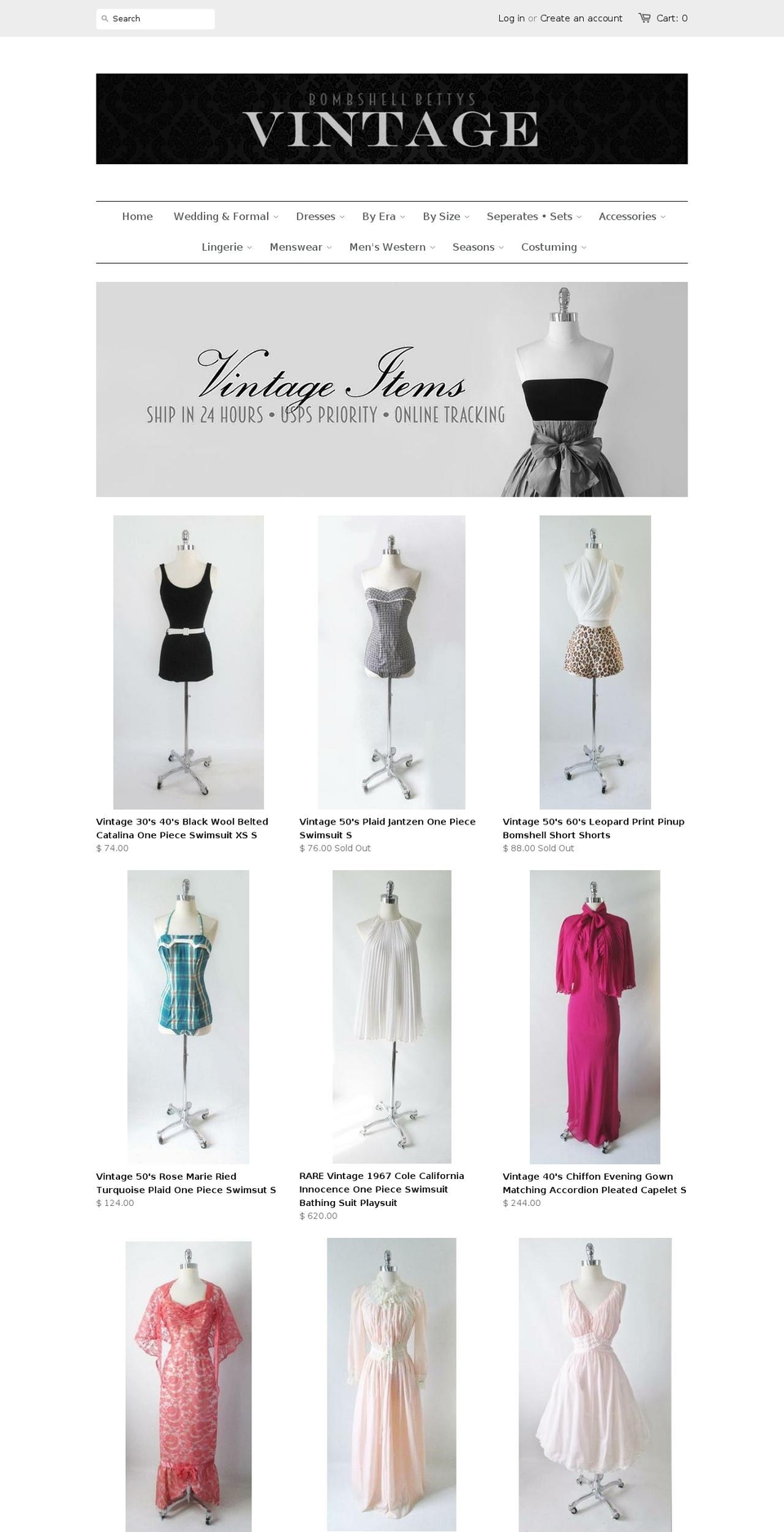 bombshellbettysvintage.com shopify website screenshot