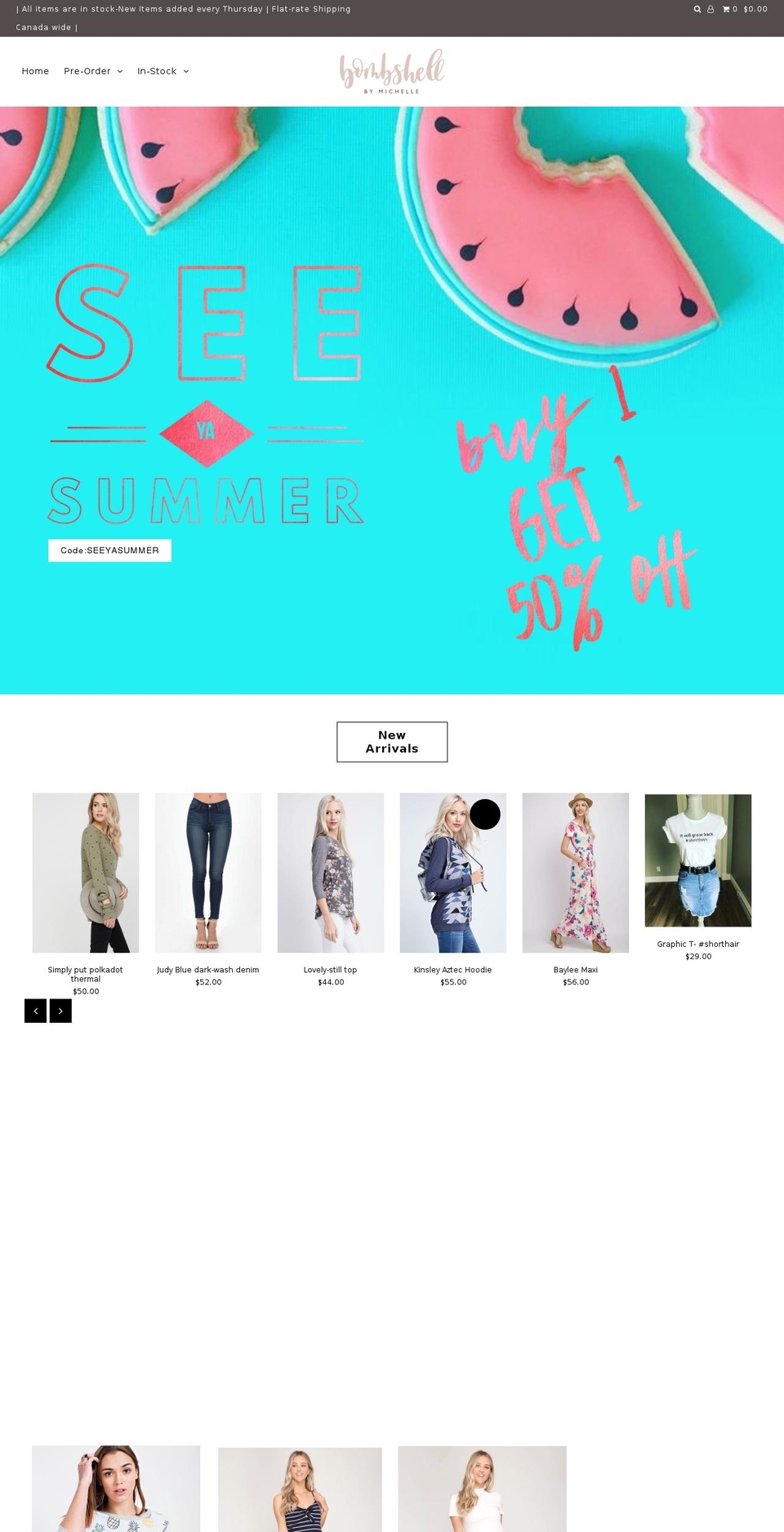 bombshellbymichelle.com — Shopify storefront screenshot