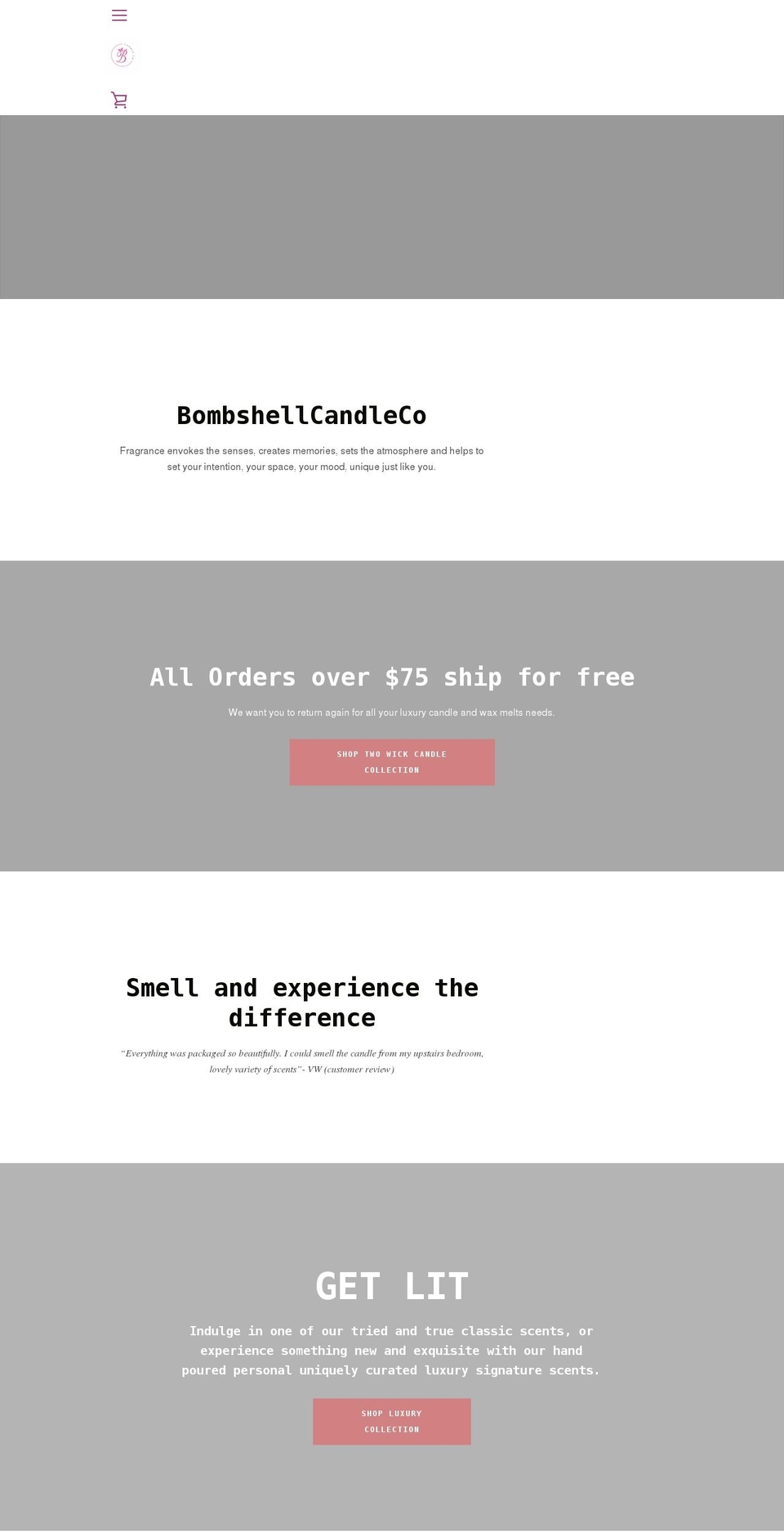 bombshellcandleco.com shopify website screenshot