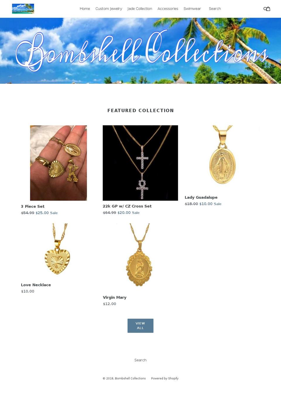 bombshellcollections.com shopify website screenshot