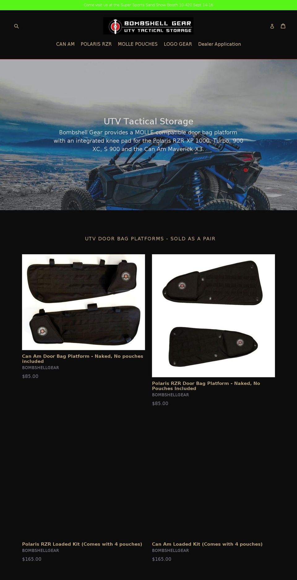 bombshellgear.com — Shopify storefront screenshot