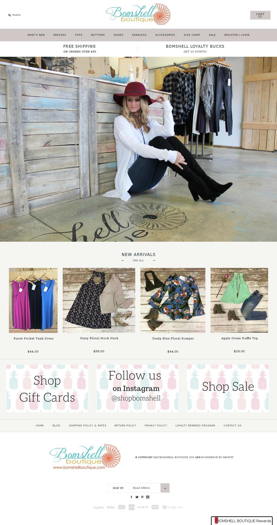 bomshellboutique.com shopify website screenshot