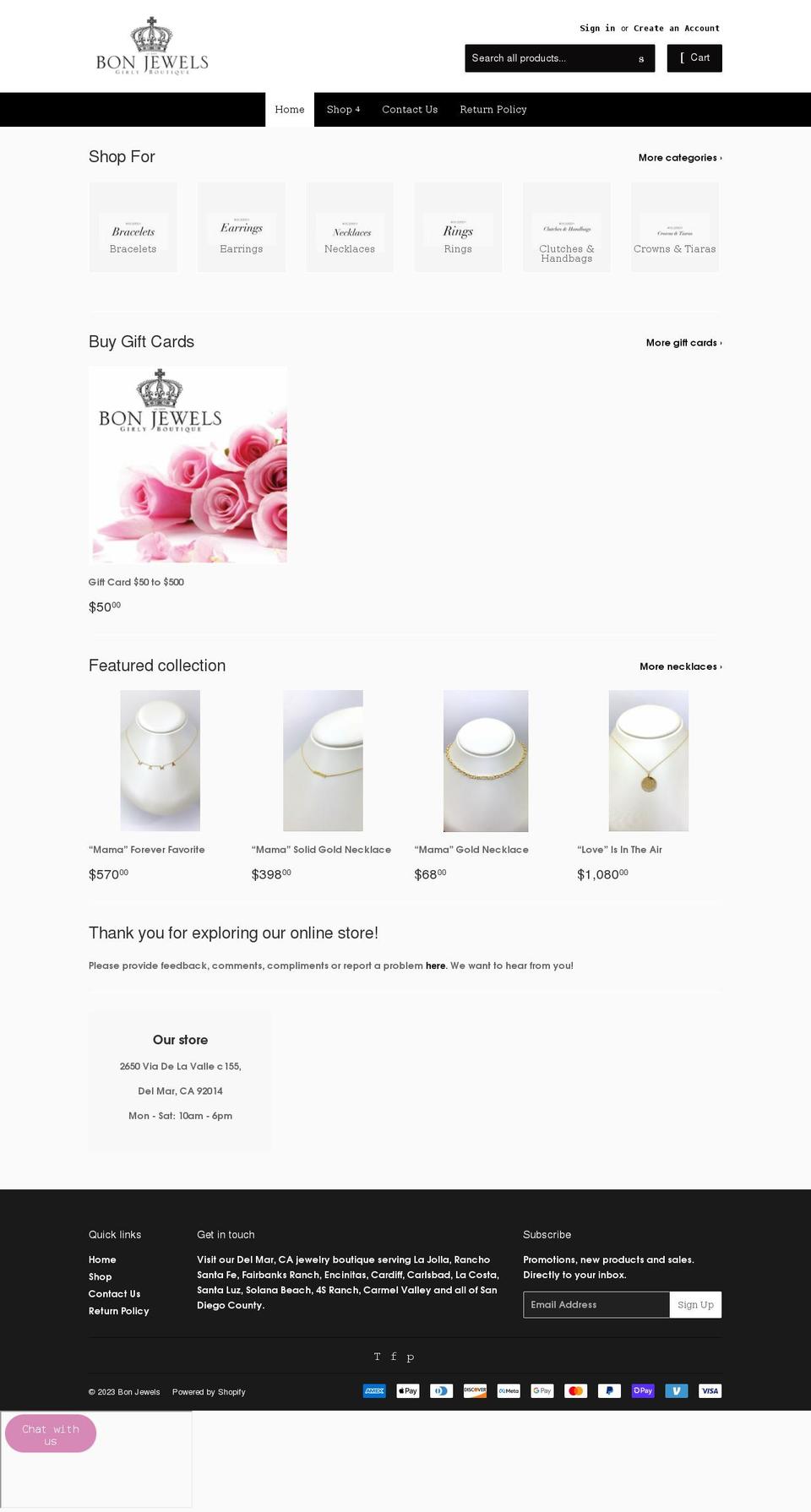 bon-jewels.myshopify.com shopify website screenshot