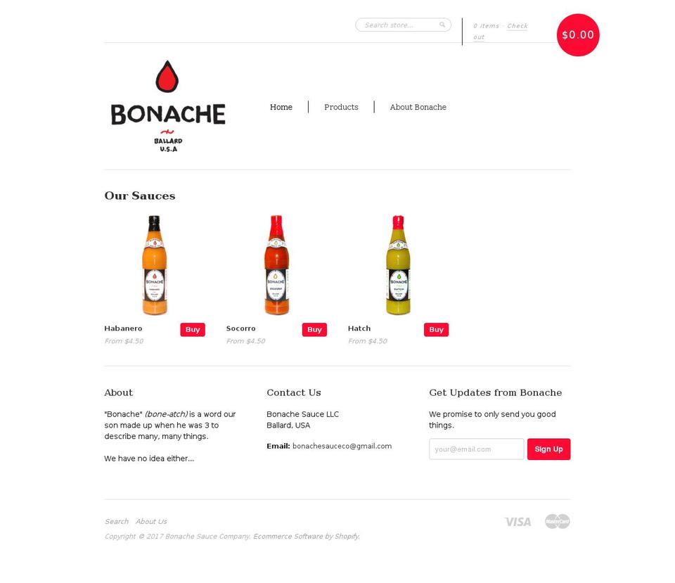 bonachesauce.com shopify website screenshot