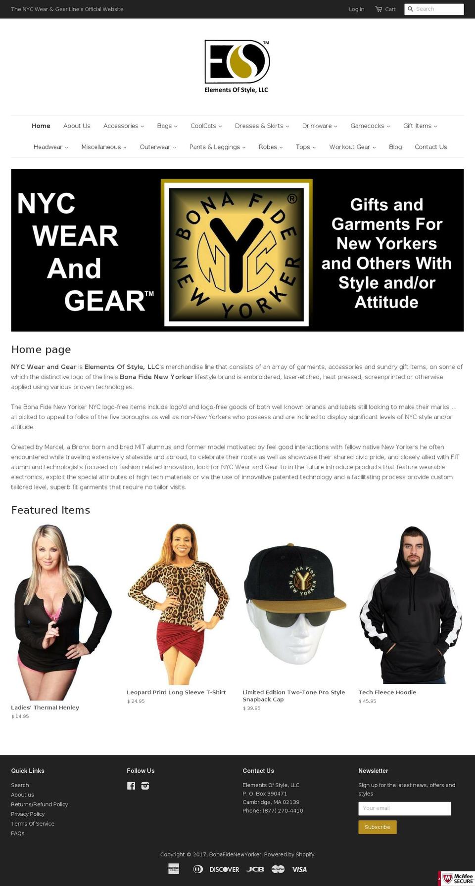 bonafidenewyorker.com shopify website screenshot