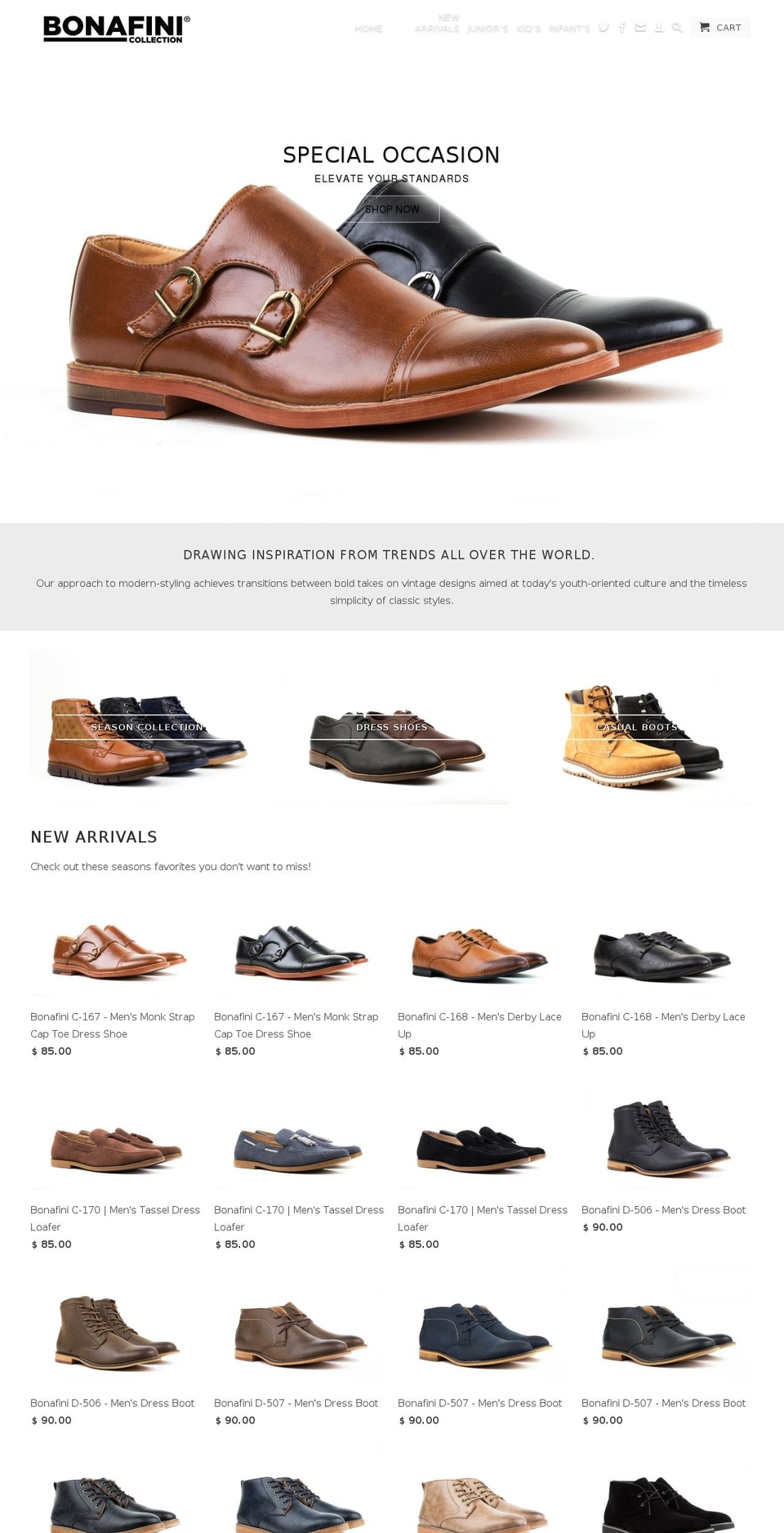 bonafinicollection.com shopify website screenshot