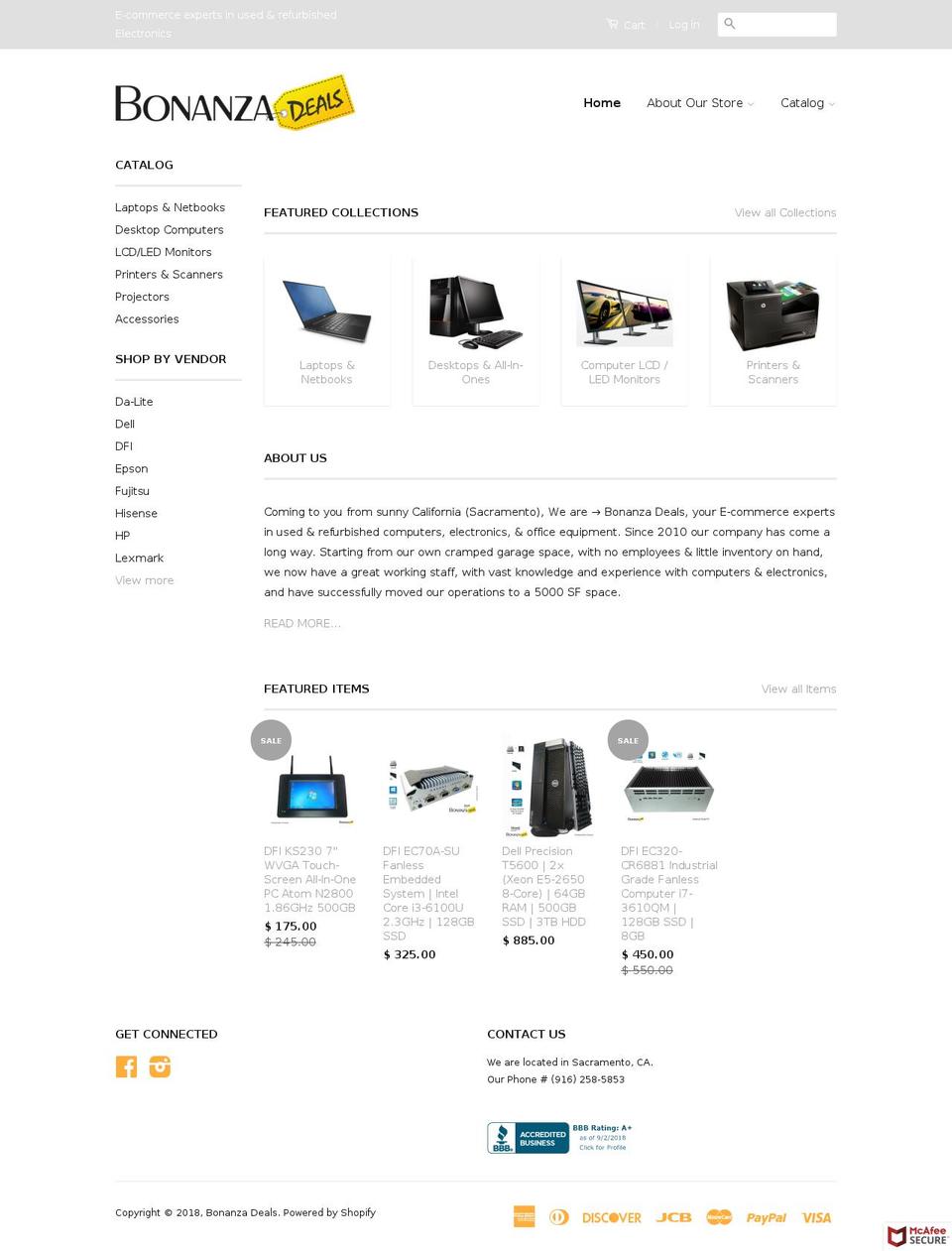bonanza.deals shopify website screenshot