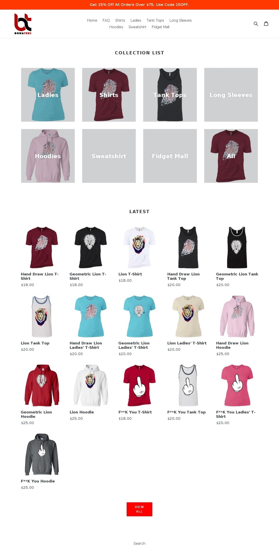 bonatees.com — Shopify storefront screenshot