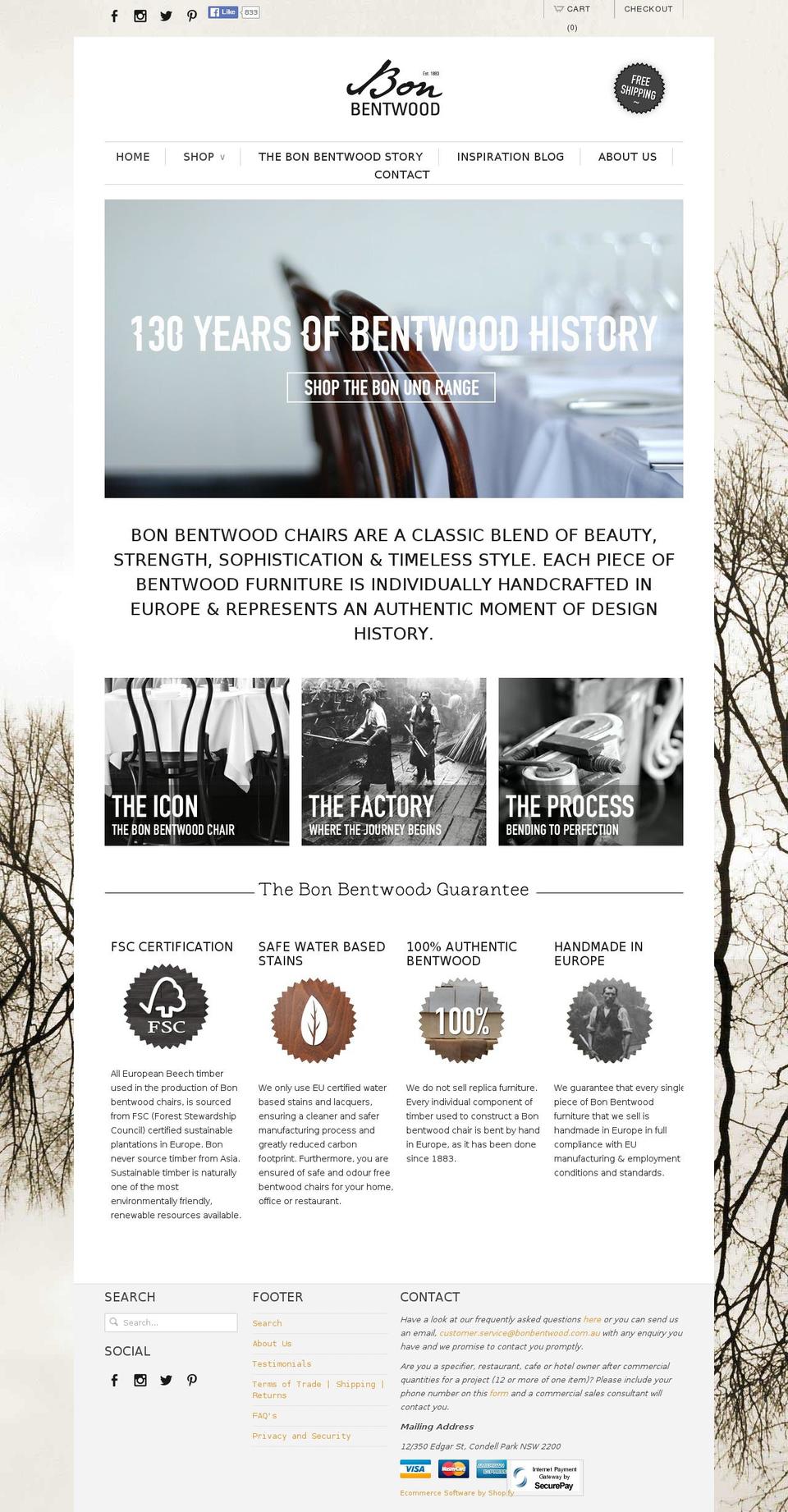 bonbentwood.com.au shopify website screenshot