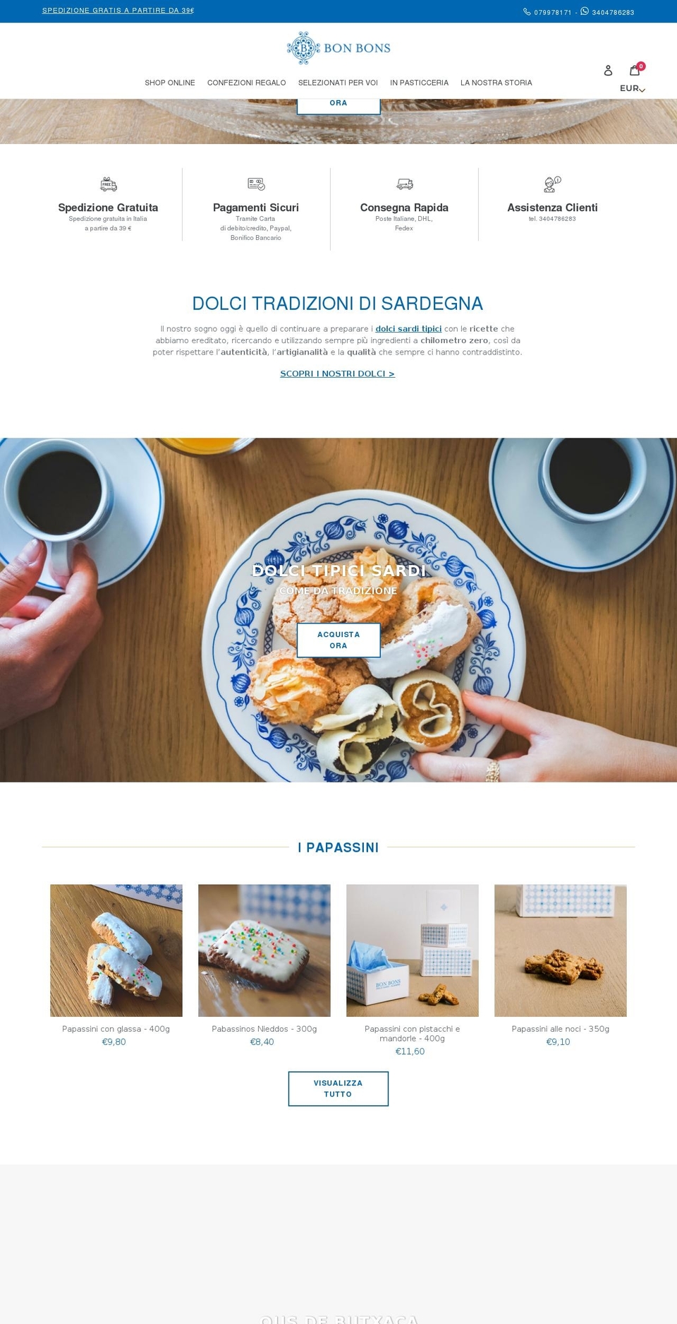 bonbonsdolcisardi.it shopify website screenshot