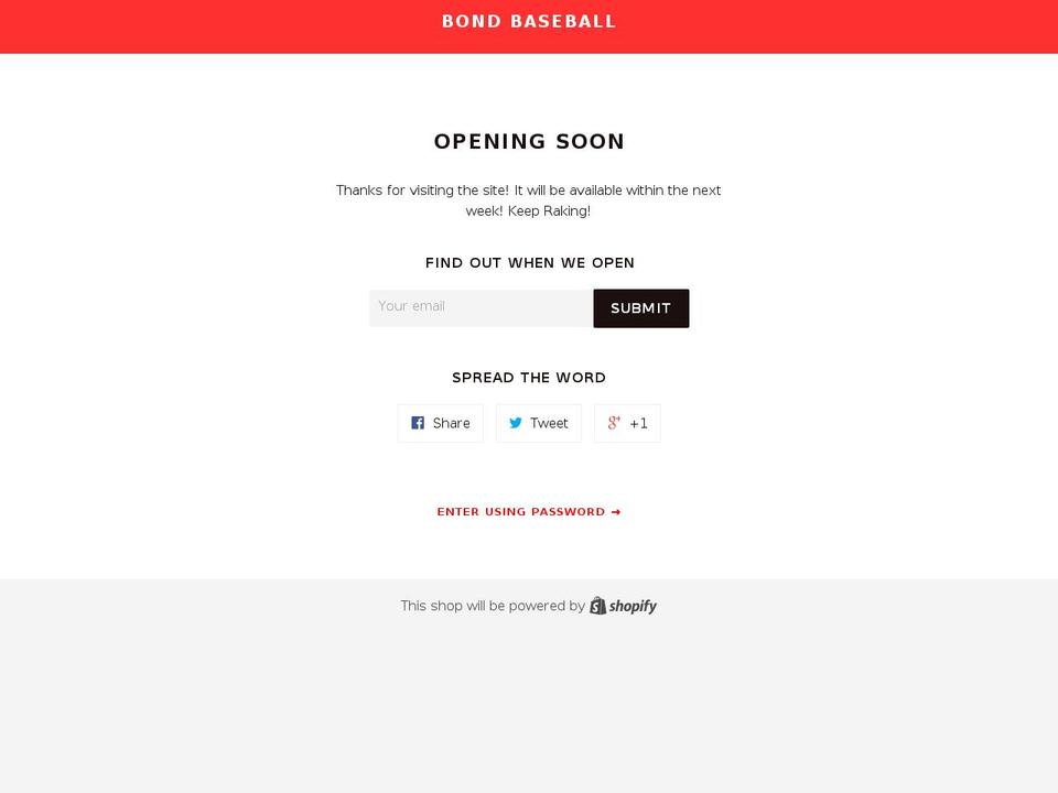 bondbaseball.com shopify website screenshot
