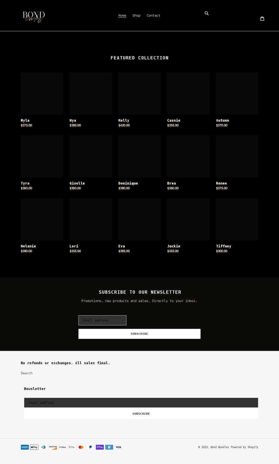 bondbundles.com shopify website screenshot