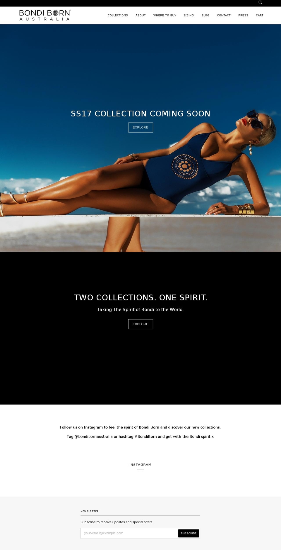 bondiborn.com shopify website screenshot