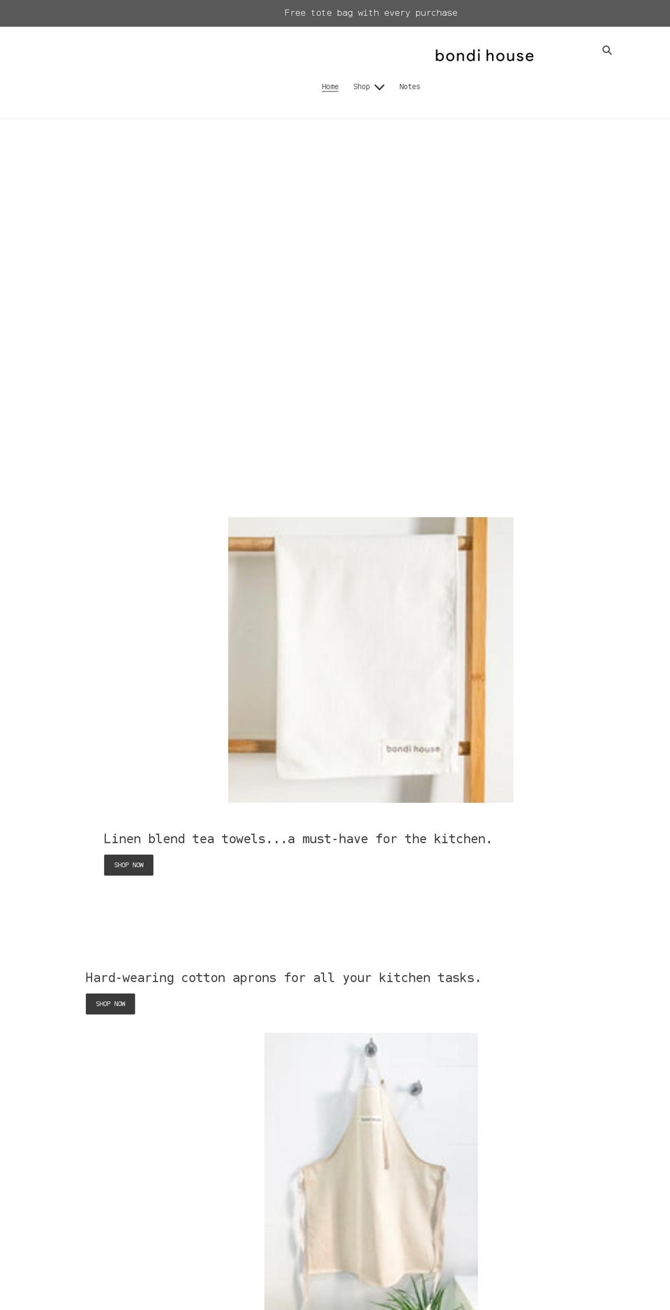 bondihouse.com shopify website screenshot