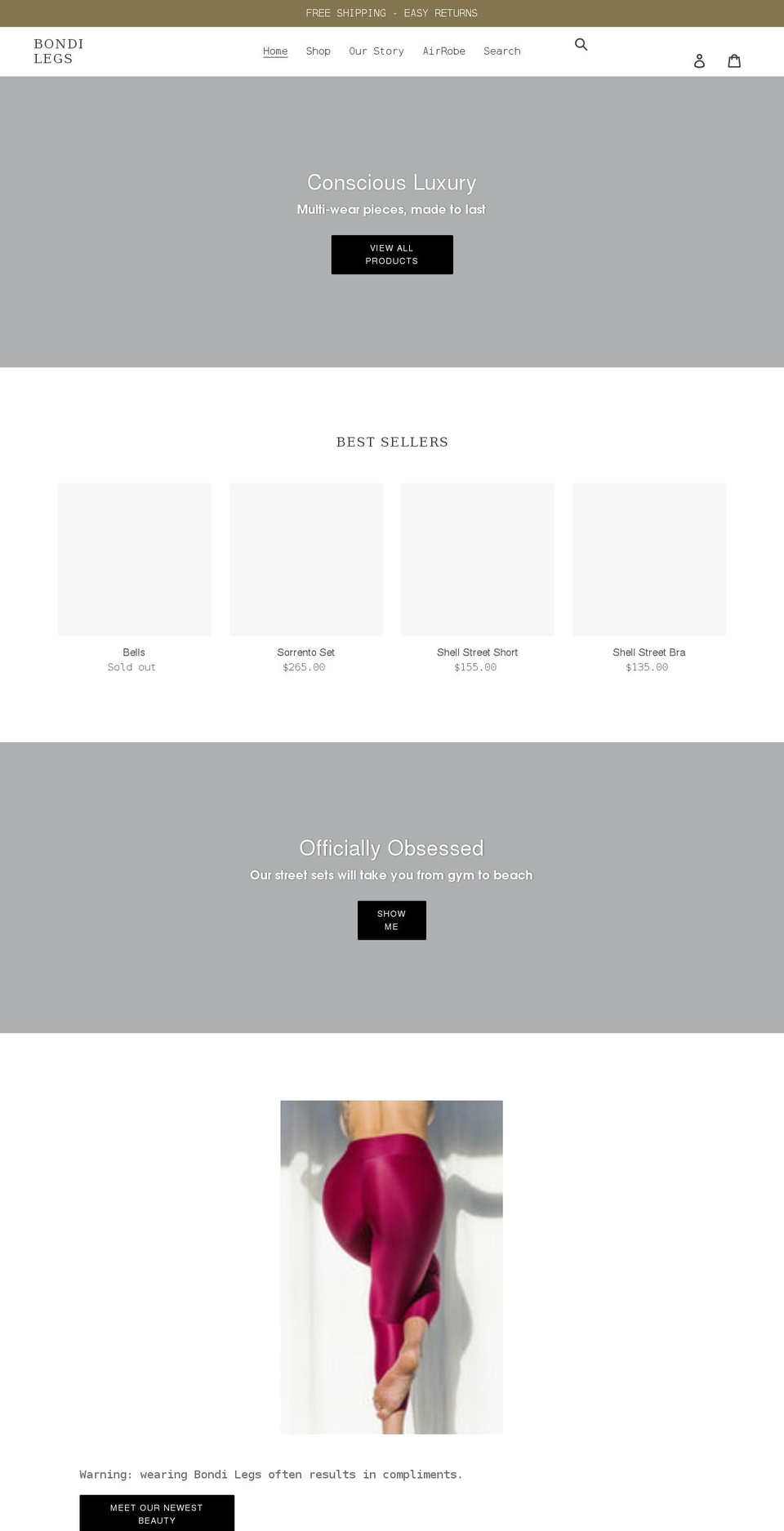 bondilegs.com.au shopify website screenshot