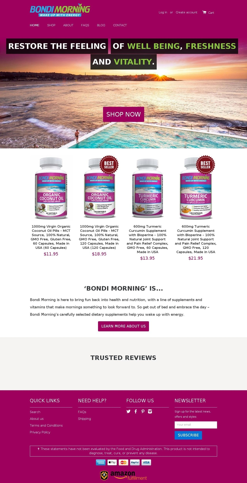 bondimorning.com shopify website screenshot