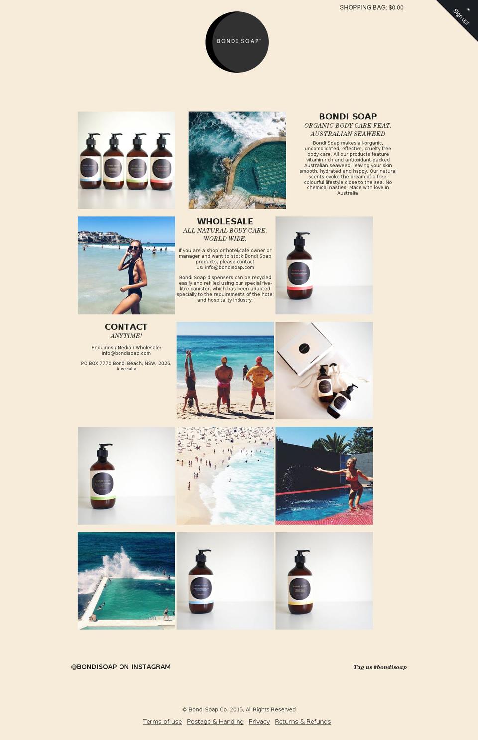 bondisoap.com shopify website screenshot