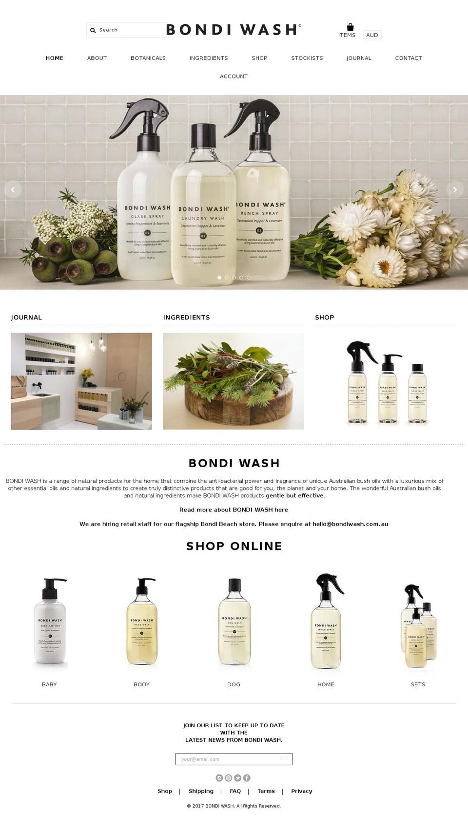 bondiwash.com.au shopify website screenshot