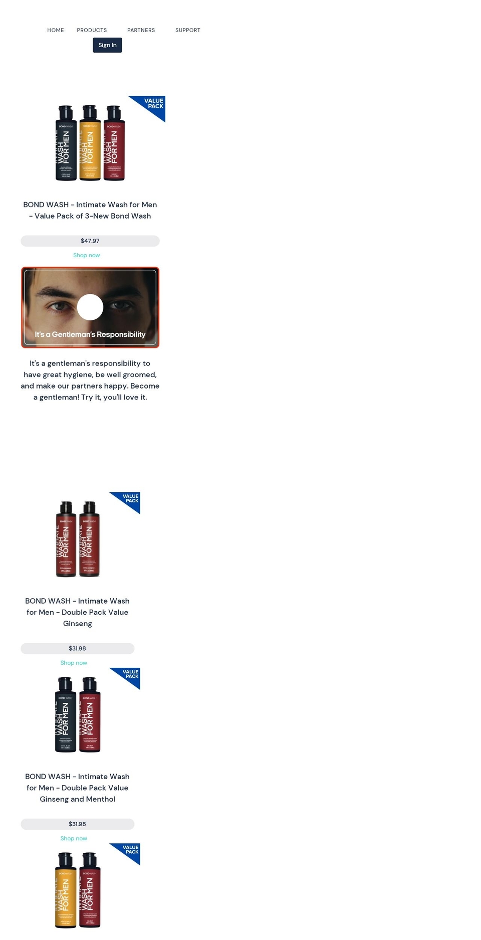 bondmenusa.com — Shopify storefront screenshot
