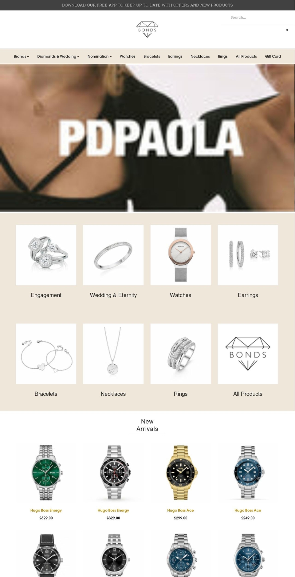 bondsjewellers.com shopify website screenshot