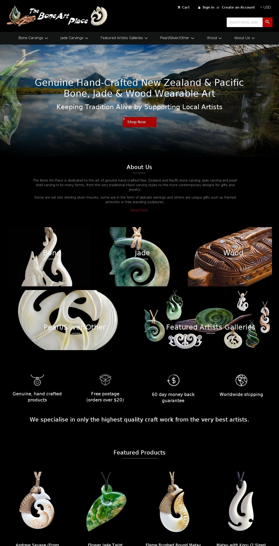Supply Shopify theme site example boneart.co.nz