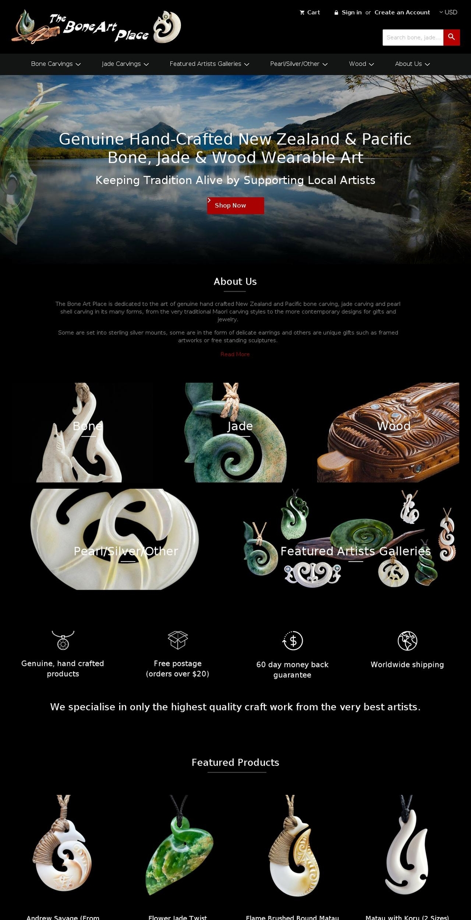boneartnz.com shopify website screenshot