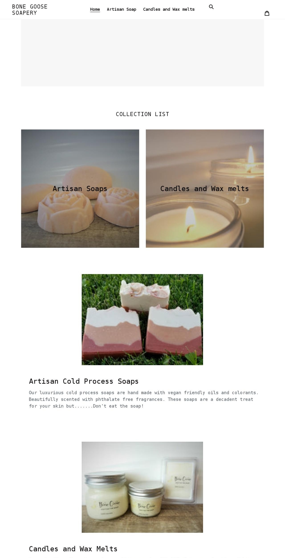 bonegoosesoapery.com shopify website screenshot