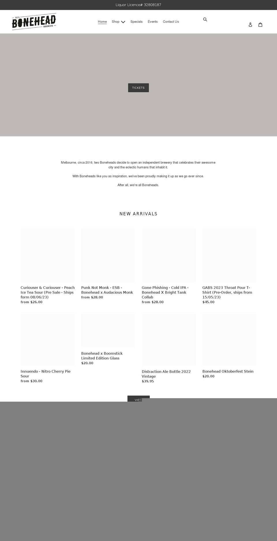 boneheadbrewing.com.au shopify website screenshot