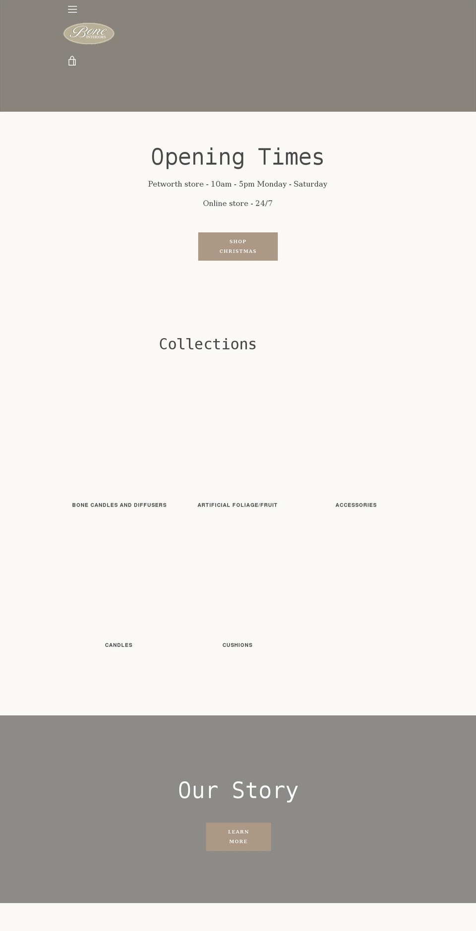 boneinteriors.com shopify website screenshot