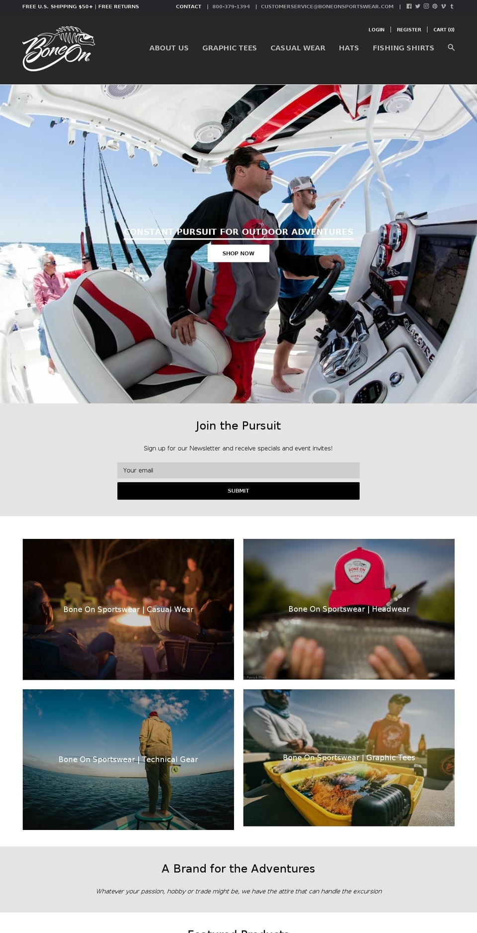 boneonsportswear.com — Shopify storefront screenshot