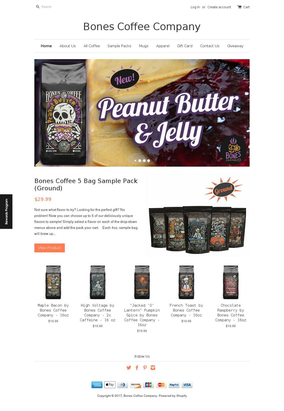 bonescoffee.com shopify website screenshot