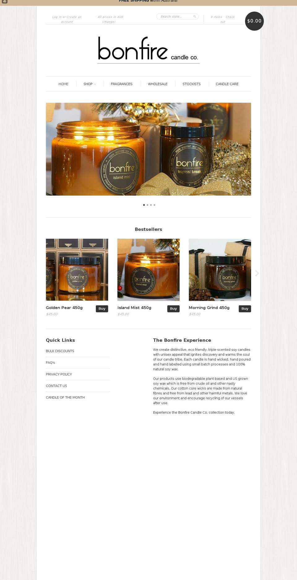 bonfirecandleco.com — Shopify storefront screenshot